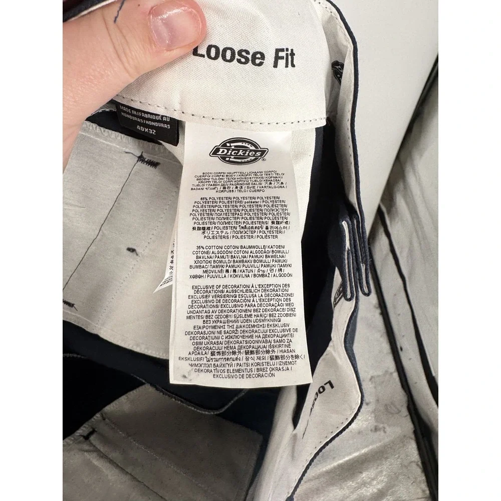 Dickies Work Pants 40x32 Navy Twill Loose Fit Double Knee Straight Leg Baggy